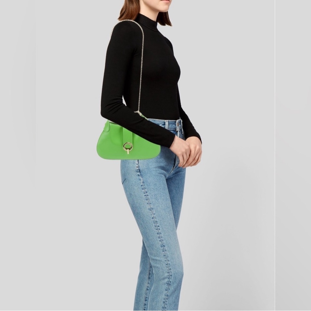 Sandro Sweet Janet Chain Shoulder Bag Vert Pomme Green Apple Small Purse NWT - Picture 4 of 7